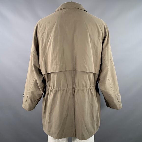 SANYO  by CAROL COHEN Vintage 1990s XL Khaki Polyester Blend Hidden Placket Coat - Picture 3 of 6
